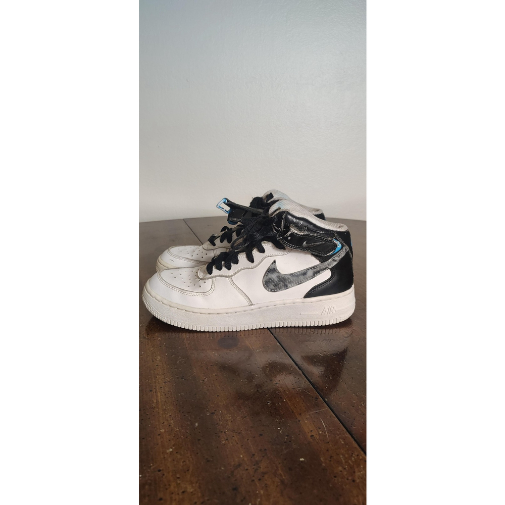 Nike Air Force 1 Mid Shoes Youth Kids Size 5Y White Black Sneakers 314195-113